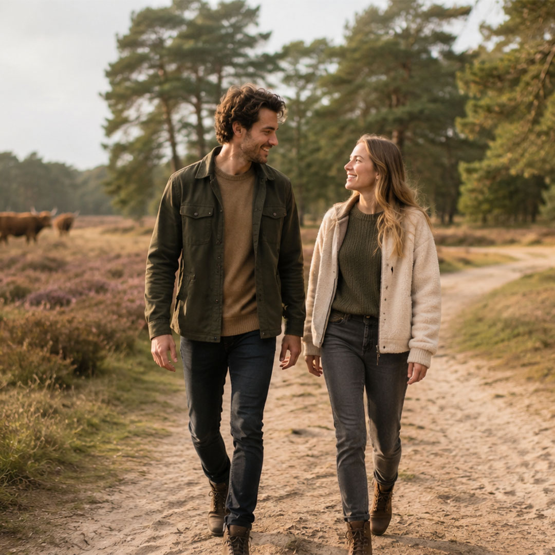 Stel loopt door het natuurgebied